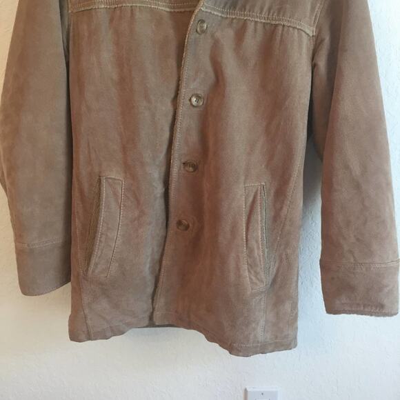 Wilson’s Leather M jacket Men tan button down tan gorpcore campcore cozy - Picture 3 of 8